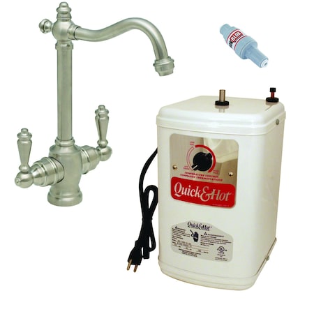 Westbrass Victorian 9" Hot and Cold Water Dispenser and Tank in Satin Nickel D205HFP-07